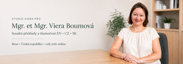 Soudní překladatelka a tlumočnice Mgr. et Mgr. Viera Boumová Brno-Královo Pole
