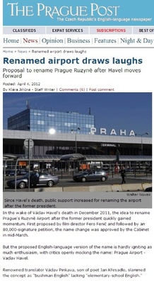 Article from the Prague Post about the airport rename mixup