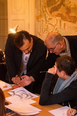 Tlumočení iráckému umělci(karikaturista) v rámci festivalu Dny arabské kultury Olomouc 12/20166