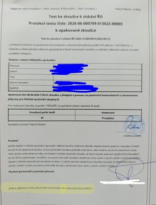 Překlad závěrečné zkoušky k získání řidičského průkazu